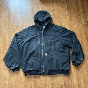 Vintage Carhartt Men's Black Hooded Jacket XXL 1450d / Workwear / Faded Carhartt